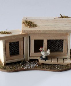Krippenzubehör Minigarten Hühnerstall Hasenstall incl. weißes Huhn Wichtel Krippenfigur
