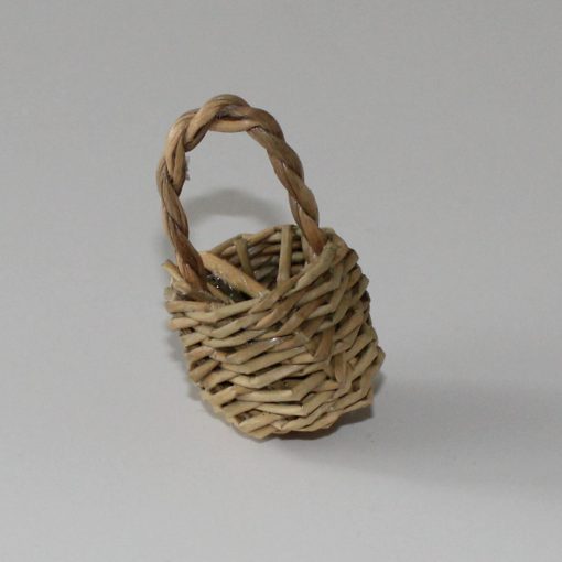 Krippenzubehör Tragekorb Binsenkorb 4,5cm Höhe kleiner Korb Körbchen Wichtel Puppenstube Mini-Garten – Bild 2