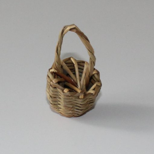Krippenzubehör Tragekorb Binsenkorb 4,5cm Höhe kleiner Korb Körbchen Wichtel Puppenstube Mini-Garten – Bild 3