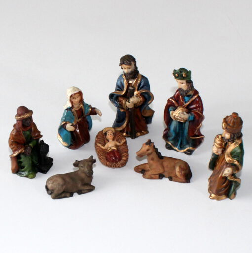 Krippenzubehör Krippenfiguren 8-tlg., 9 cm, heilige Familie, heiligen 3 Könige, Ochse, Esel