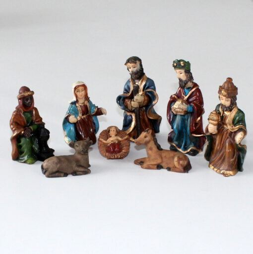 Krippenzubehör Krippenfiguren 8-tlg., 9 cm, heilige Familie, heiligen 3 Könige, Ochse, Esel – Bild 2