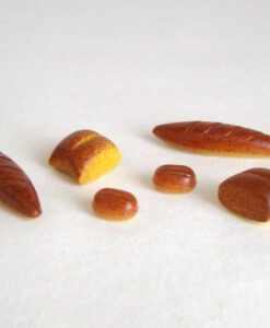 Krippenzubehör Brot und Brötchen 6 - teiliges Set, Puppenstube, Mini-Garten, Modellbau, Krippendekoration,