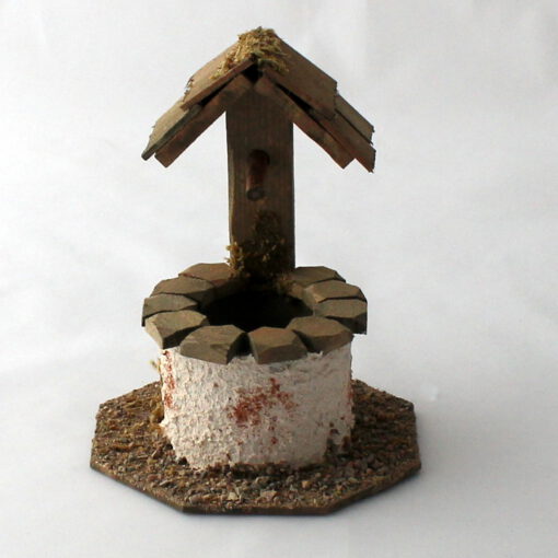 Krippenzubehör Brunnen weiß mit Dach, Hofbrunnen 12 cm Krippendekoration – Bild 2