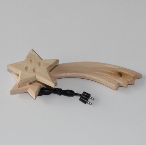 Krippenzubehör Komet, beleuchteter Morgenstern, 12 - 13 cm aus Holz, Stern, Krippenbeleuchtung, Krippenelektrik – Bild 2
