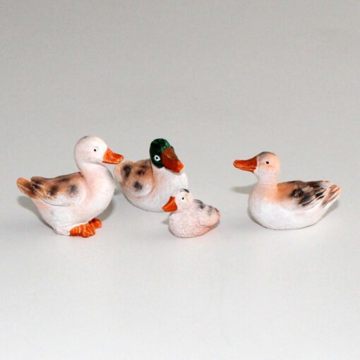 Krippenzubehör Mini-Garten 4 Enten im Set Nr.2, 1,5 - 3 cm Krippenfiguren, Tierfiguren, Ente, Zusatzfigur