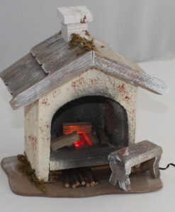Krippenzubehör Backhaus beleuchtet 16 cm Bakkes Krippendekoration Mini-Garten Modellbau