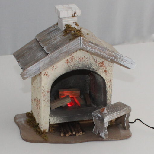 Krippenzubehör Backhaus beleuchtet 16 cm Bakkes Krippendekoration Mini-Garten Modellbau