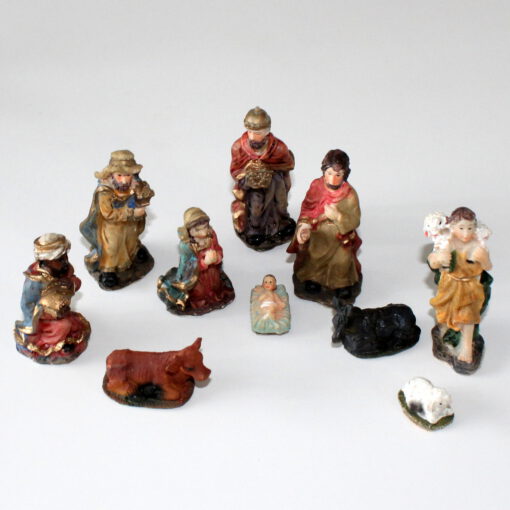 Krippenfiguren - Set, 10 tlg, 7 cm, Krippenzubehör, Familie, Könige, Hirte, Tiere, Krippendekoration, Weihnachten, Krippe, Polyresin, – Bild 2