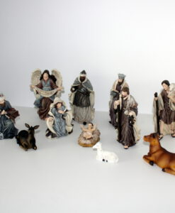 Krippenfiguren modern 12 - teilig 15 cm Familie, Könige, Hirte, Engel, Krippenzubehör Polyresin