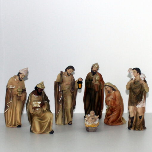 Krippenfiguren 20 cm, 7 - teilig, Natur, Familie, Könige, Hirte, Krippenzubehör, Krippendekration, handbemalt, – Bild 3