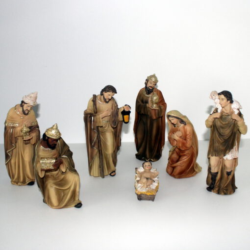 Krippenfiguren 20 cm, 7 - teilig, Natur, Familie, Könige, Hirte, Krippenzubehör, Krippendekration, handbemalt, – Bild 2