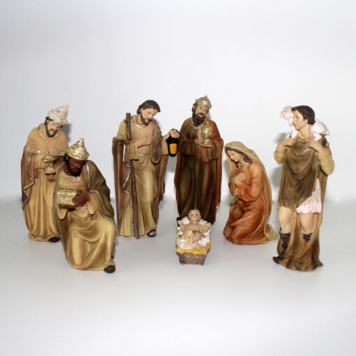 Krippenfiguren 20 cm, 7 - teilig, Natur, Familie, Könige, Hirte, Krippenzubehör, Krippendekration, handbemalt,
