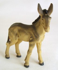 Krippenfiguren stehender Esel ca. 4 cm aus Polystone, Krippenzubehör, Zusatzfigur, Tierfigur, Ersatzfigur, für 6cm Figuren