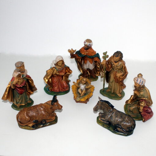 Krippenfiguren Set 9-tlg. 15 cm, Kunststoff, orientalisch, heilige Familie, heilige Könige, Ochse, Esel, Krippenzubehör