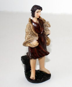 Krippenfigur Hirte mit Schaf 14 cm Einzelfigur, Zusatzfigur, Ersatzfigur, Schäfer, Krippenzubehör, Krippendekoration, Kunststoff,