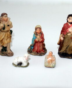 Krippenfiguren - Set 6,5 cm,  Krippenzubehör, Familie, Hirte, Schaf, Polyresin