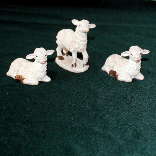 Krippenfiguren 3 Stück Schafe 3,5  - 5,5 cm Schafherde wolliges Aussehen Polystone Krippenzubehör Tierfigur Krippenfigur Krippendekoration – Bild 2