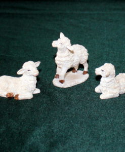 Krippenfiguren 3 Stück Schafe 3,5  - 5,5 cm Schafherde wolliges Aussehen Polystone Krippenzubehör Tierfigur Krippenfigur Krippendekoration