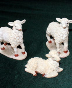 Krippenfiguren 3 Stück Schafe 4 - 7 cm Schafherde wolliges Aussehen Polystone Krippenzubehör Tierfigur Krippenfigur Krippendekoration