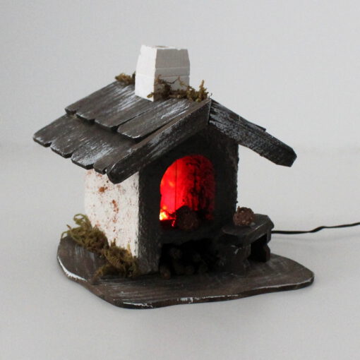 Krippenzubehör Backhaus beleuchtet 11cm Bakkes Krippendekoration