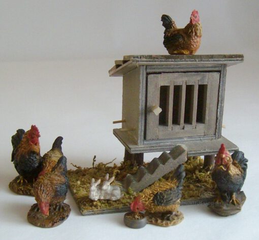 Krippenzubehör Hühnerstall, Hasenstall, Stall, 10cm, gebeizt, Krippendekoration, Mini-Garten – Bild 3