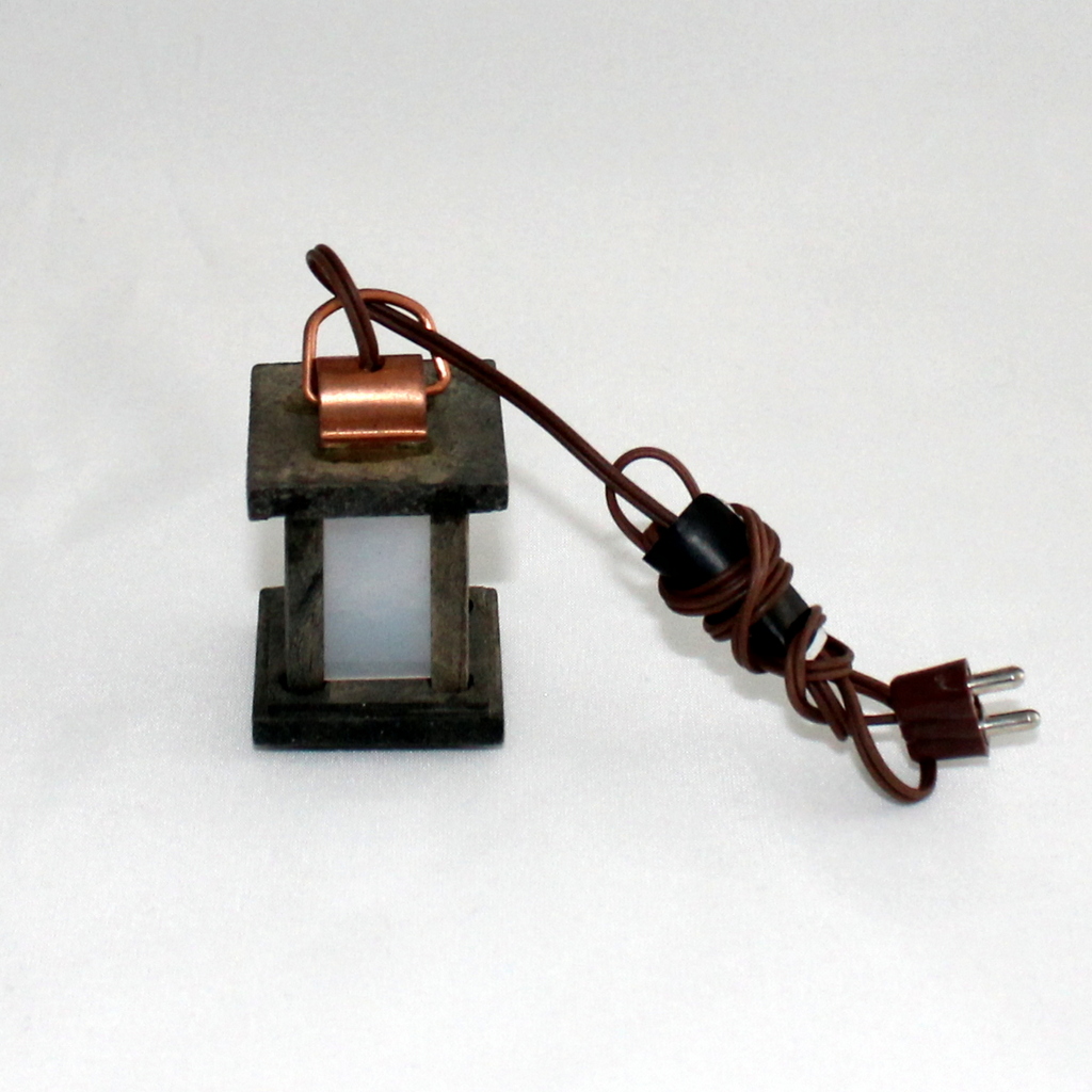 Krippenzubehör Laterne beleuchtet aus Holz gebeizt 5,5cm milchig Stalllampe  Krippenbeleuchtung Krippenelektrik - Selfkant Krippen