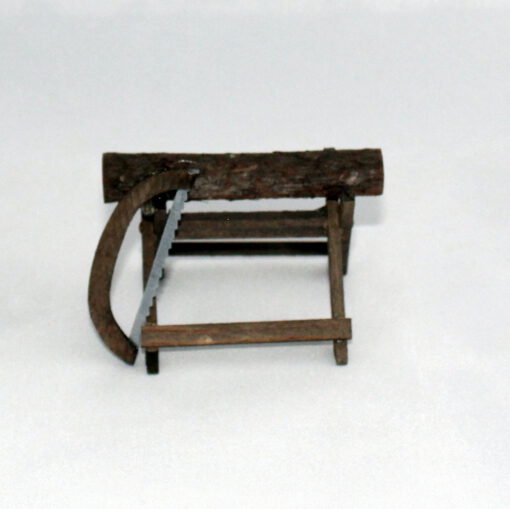 Krippenzubehör Krippendeko Sägebock mit Bogensäge vorne, ca. 5 cm, Mini-Garten (NEU) – Bild 2