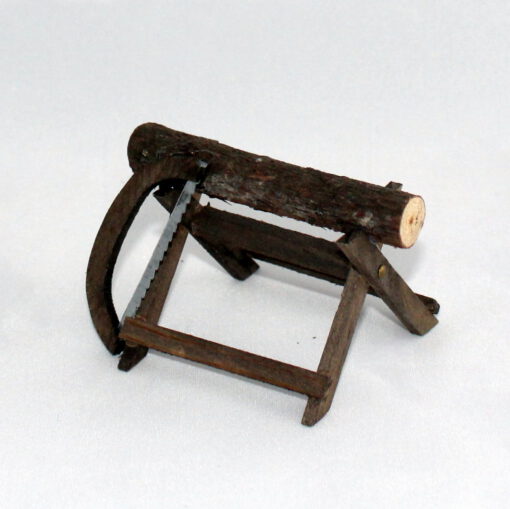 Krippenzubehör Krippendeko Sägebock mit Bogensäge vorne, ca. 5 cm, Mini-Garten (NEU)
