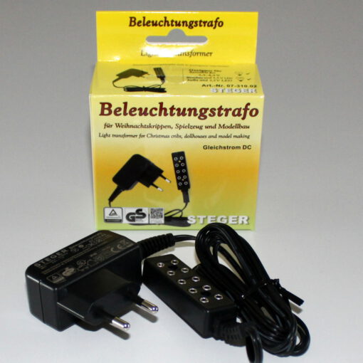 Krippenzubehör Trafo Ruhelicht Beleuchtungstrafo Fa. Steger mit 5 Anschlüsse, flackerfreie LEDs, Krippenelektrik, Krippen, Puppenstube