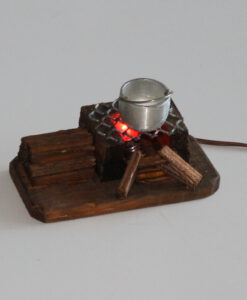 Krippenzubehör Feuerstelle mit Kessel und Beleuchtung 5cm Hirtenfeuer Lagerfeuer