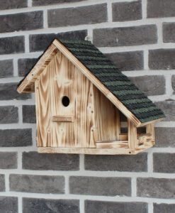 Nistkasten mit integrierter Futterstelle und Schindeldach für Kleiber Kohlmeise Brutplatz Meisenkasten Vogelhaus Vogelvilla