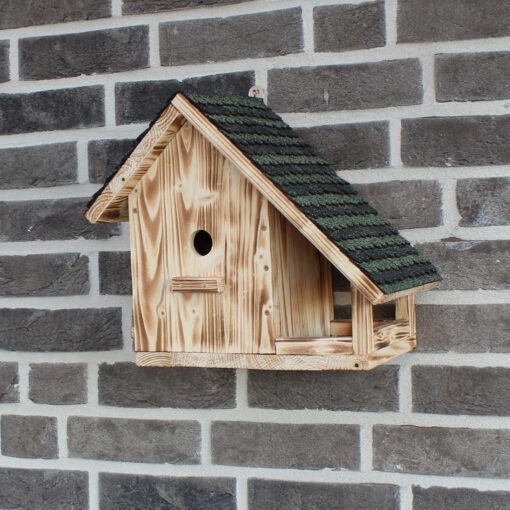Nistkasten mit integrierter Futterstelle und Schindeldach für Kleiber Kohlmeise Brutplatz Meisenkasten Vogelhaus Vogelvilla