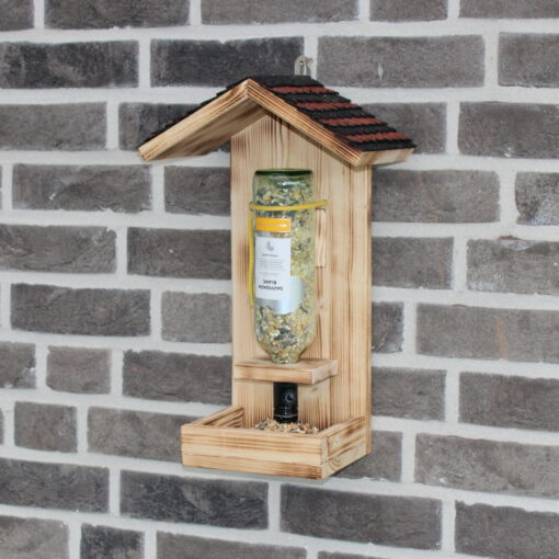 originelles Futterhaus, einzigartig, Winterfütterung, Futterstelle, Futterflasche für Vögel, Geschenkidee, Flaschenhalter, Futterhalter, Futtersilo, Mitbringsel, Geburtstag,