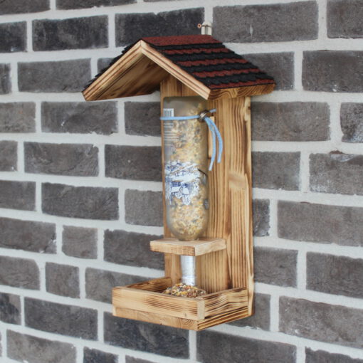originelles Futterhaus, einzigartig, Winterfütterung, Futterspender, Futterstelle, Futterflasche für Vögel, Geschenkidee, Flaschenhalter, Futterhalter, Futtersilo, Mitbringsel, Geburtstag – Bild 3