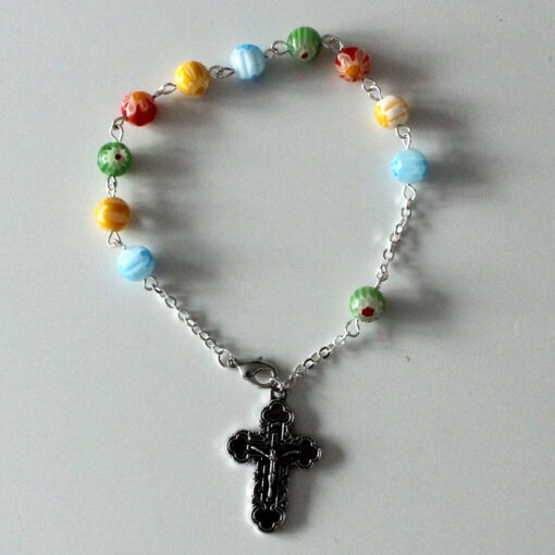Rosenkranz Armband 11er Autorosenkranz bunte Perlen Kommunion Konfirmation Führerschein Geburt Taufe Geschenk