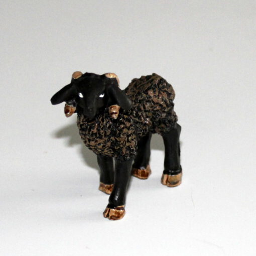 Krippenfiguren schwarzer Widder, stehend, Schaf, Schafbock, Bock, Tierfigur, Krippenzubehör, Krippendeko, Mini-Garten – Bild 2