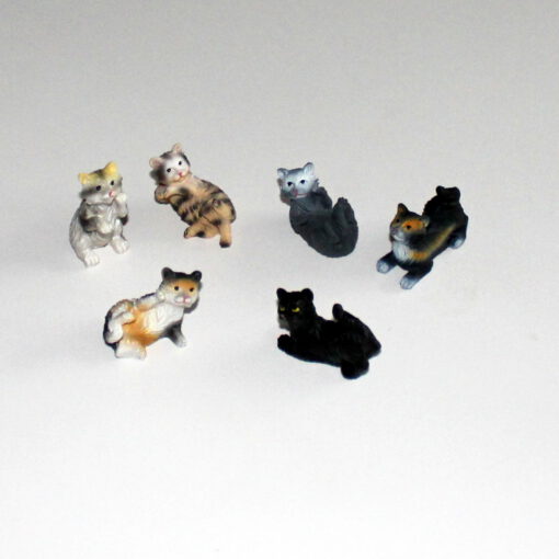 Krippenfiguren verschiedene Katzen 6 - teilig Set Tierfiguren Krippenzubehör Krippendekoration Puppenstube Bauernhof Modellbau – Bild 3