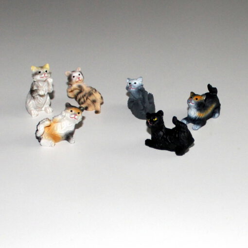 Krippenfiguren verschiedene Katzen 6 - teilig Set Tierfiguren Krippenzubehör Krippendekoration Puppenstube Bauernhof Modellbau
