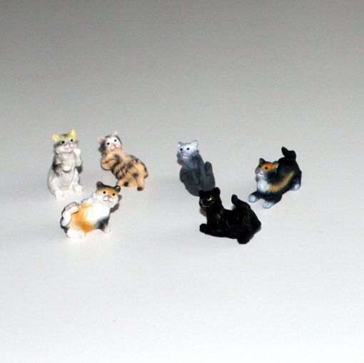 Krippenfiguren verschiedene Katzen 6 - teilig Set Tierfiguren Krippenzubehör Krippendekoration Puppenstube Bauernhof Modellbau – Bild 2
