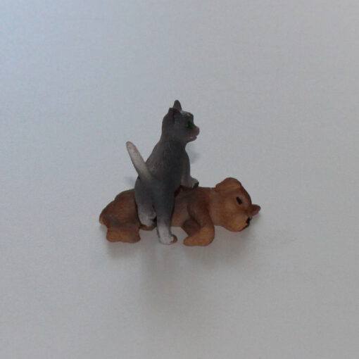 Krippenzubehör Krippenfiguren Katze mit Hund Polystone Wichtel Mini-Garten Puppenstube Handarbeit Krippendekoration – Bild 5