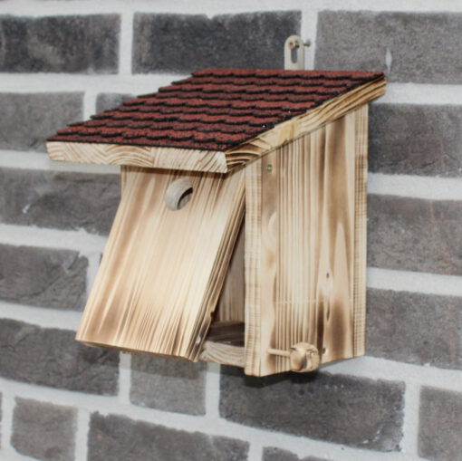 Nistkasten Brutplatz Meisenkasten Vogelhaus für Kleiber Meise Schindeldach rot - schwarz aufklappbar – Bild 2