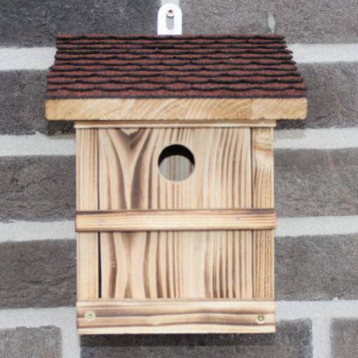 Nistkasten Meisenkasten für Kohlmeise, Kleiber, Meise, Brutplatz, rotes Schindeldach, Vogelhaus, Vogelvilla,