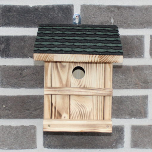Nistkasten Brutplatz Meisenkasten Vogelhaus für kleine Meisen Blaumeise, Tannenmeise, Schindeldach grün - schwarz, Weidenmeise, Haubenmeise, herausnehmbare Vorderseite Sumpfmeise