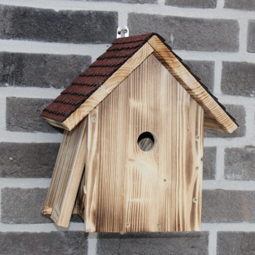 Nistkasten Brutplatz für Kohlmeisen und Kleiber Meisenkasten Vogelhaus Vogelvilla Schindeldach rot – Bild 3