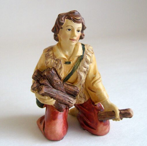 Krippenzubehör Krippenfigur Hirte mit Holz Schäfer Feuerholz Junge 13 cm Zusatzfigur Ersatzfigur