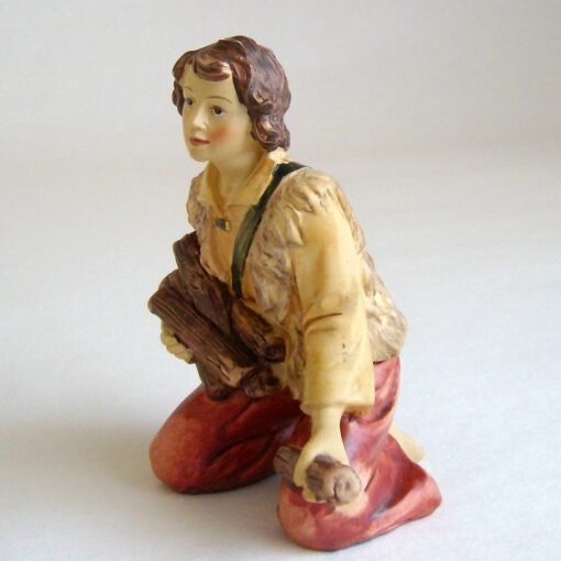 Krippenzubehör Krippenfigur Hirte mit Holz Schäfer Feuerholz Junge 13 cm Zusatzfigur Ersatzfigur – Bild 2