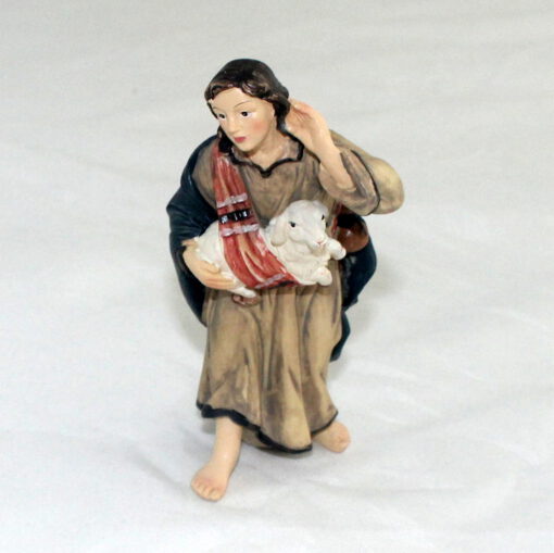 Krippenzubehör Krippenfigur Hirte mit Schaf im Tuch Schäfer 13 cm Zusatzfigur Ersatzfigur Einzelfigur