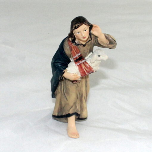 Krippenzubehör Krippenfigur Hirte mit Schaf im Tuch Schäfer 13 cm Zusatzfigur Ersatzfigur Einzelfigur – Bild 2