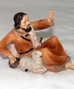 Krippenzubehör Krippenfigur sitzender Hirte mit Schaf Schäfer Zusatzfigur Einzelfigur Ersatzfigur 15 cm