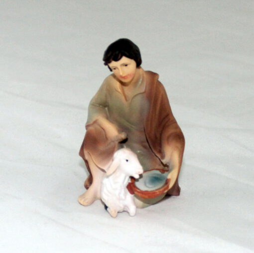 Krippenzubehör Krippenfigur Hirte mit Schaf und Wasserschale Schäfer Zusatzfigur Ersatzfigur – Bild 3